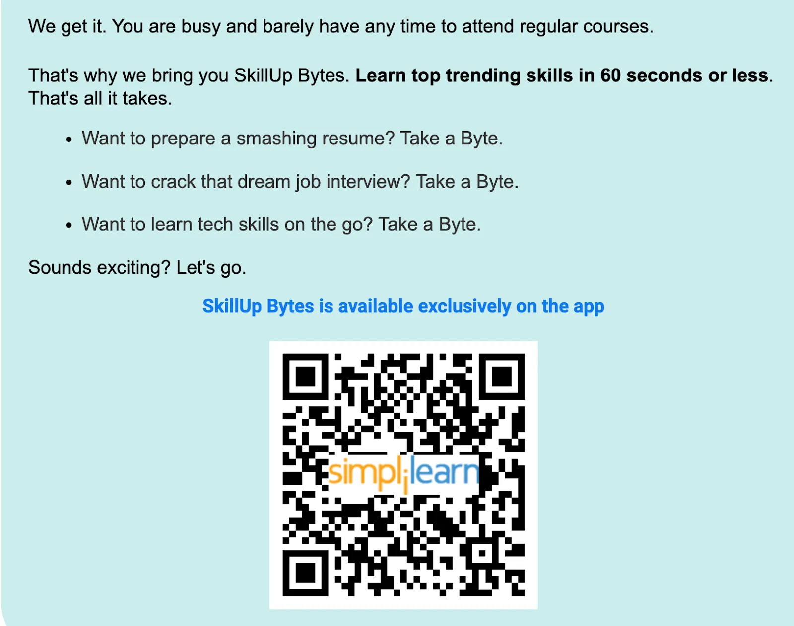 QR code added to an email