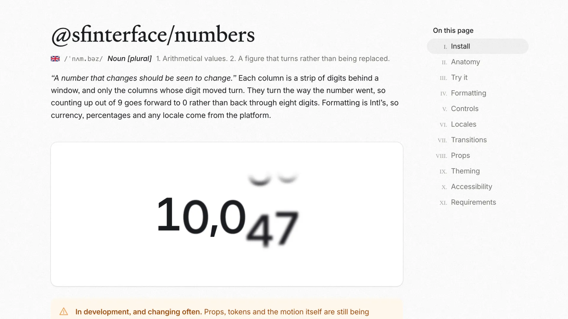 A rolling number display showing 10047 with the last two digits mid-transition