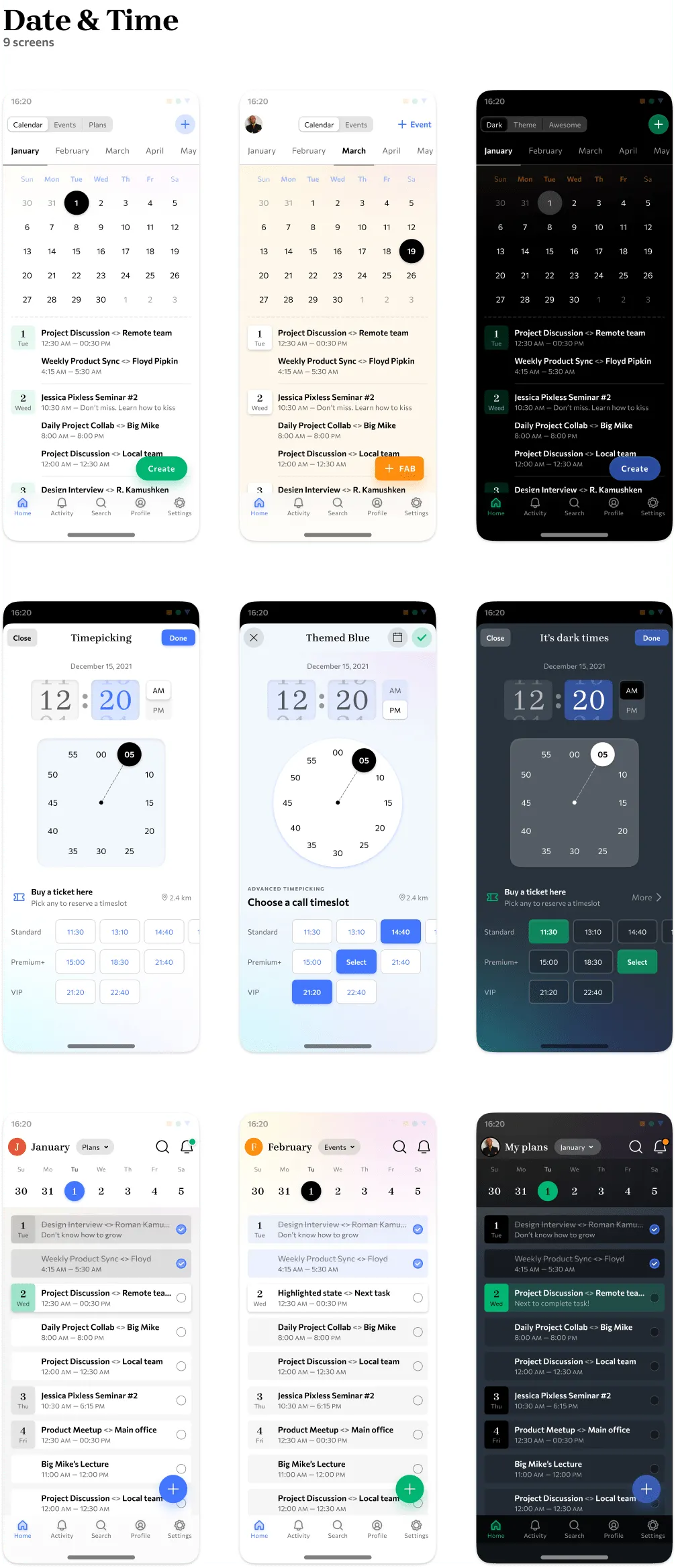 Date & Time (Calendar, Events)