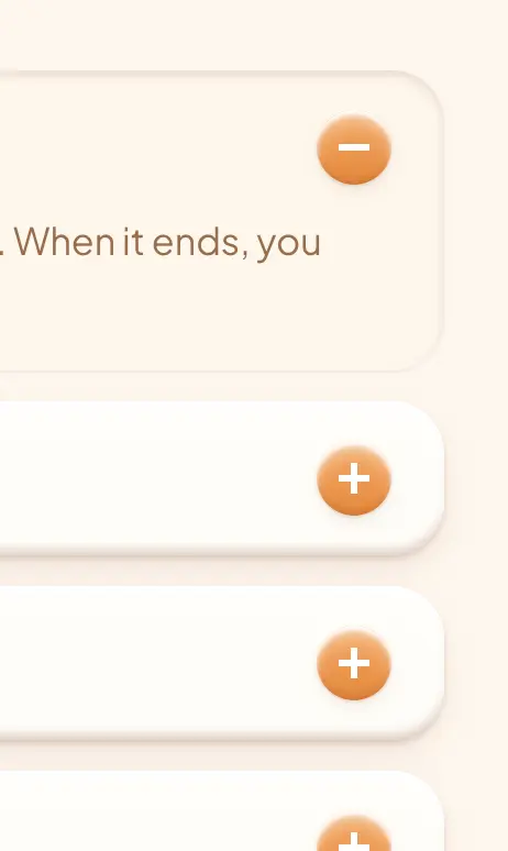 FAQ accordion close-up with orange toggles