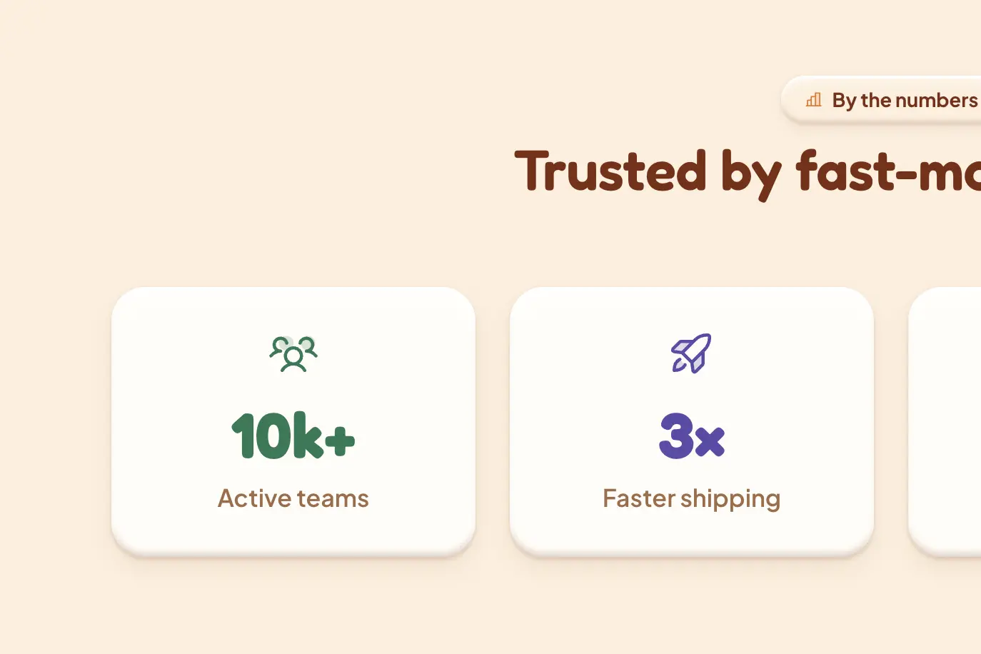 By the numbers stats with active teams and shipping speed