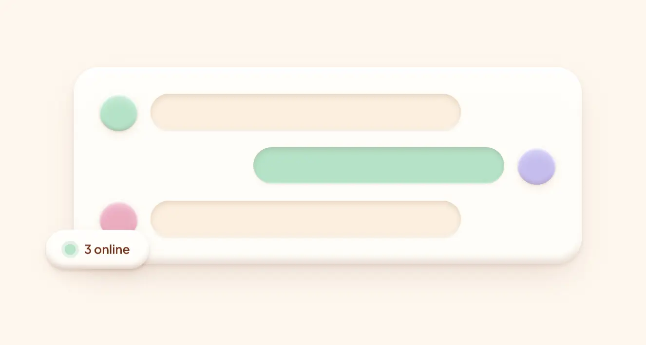 Chat message bubbles with online indicator