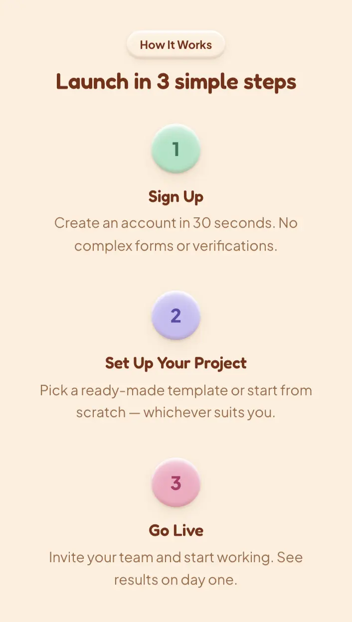 Mobile three-step onboarding stack
