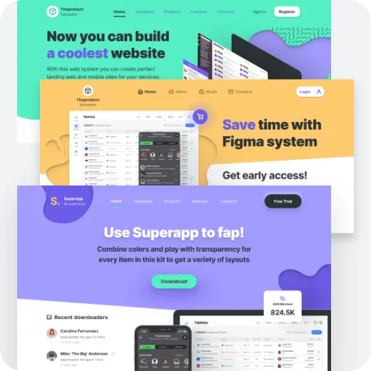 106+ blocks with web design ideas