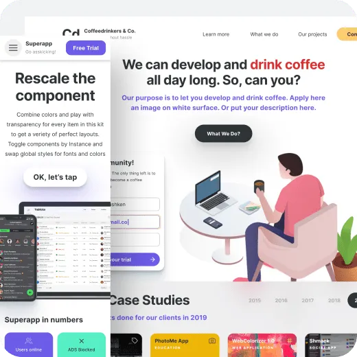 Mobile and desktop layouts