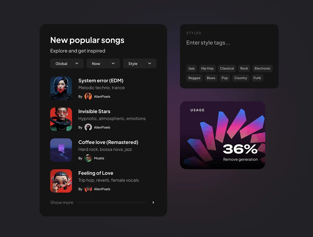 Cards dark theme
