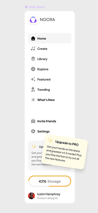 Side navigation drawer with marketing asset