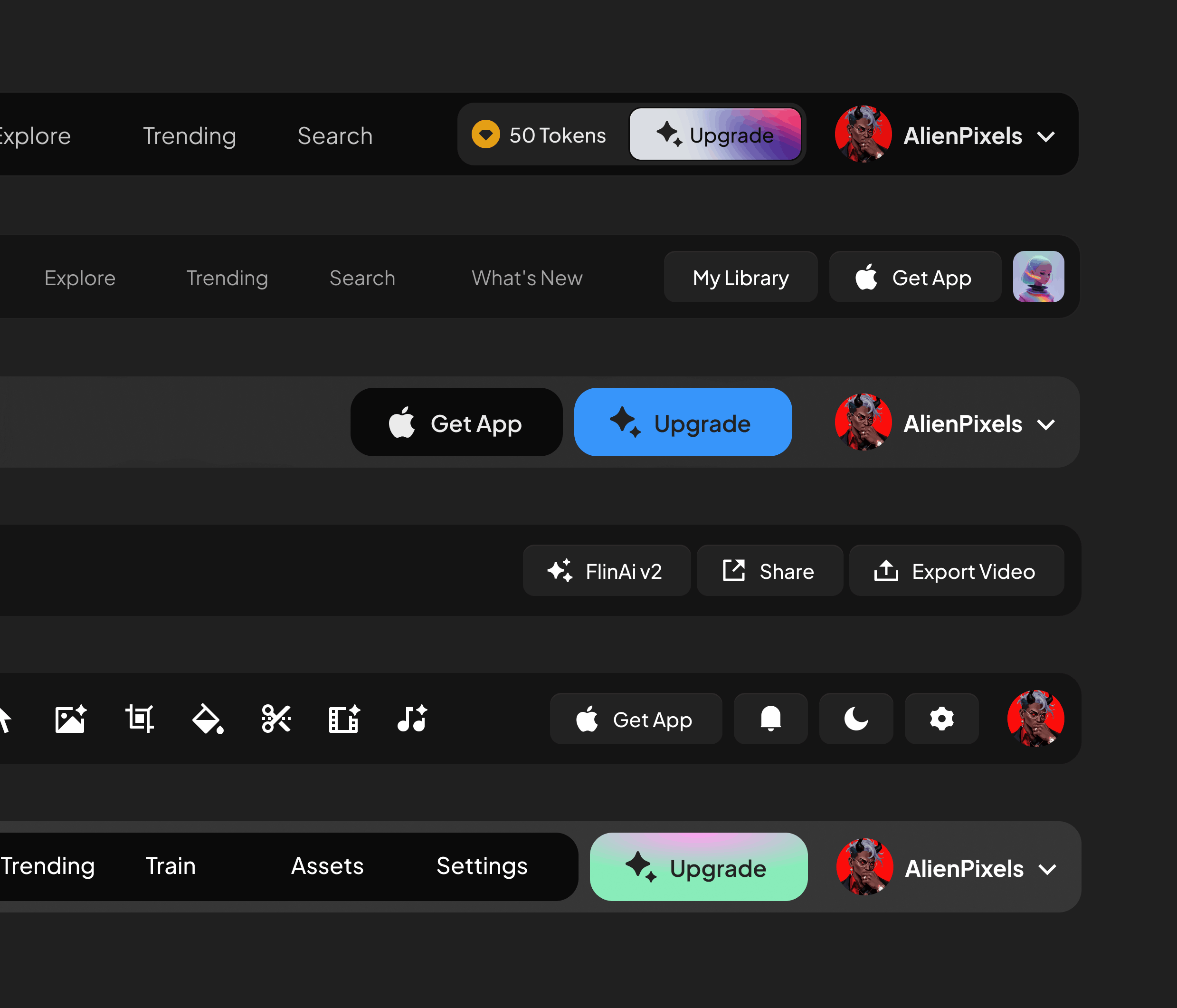 Top navigation toolbars