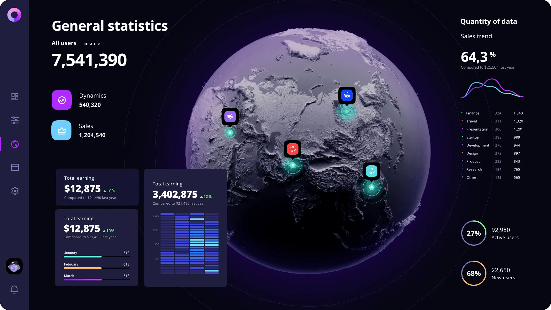Planet Infographics (dark)